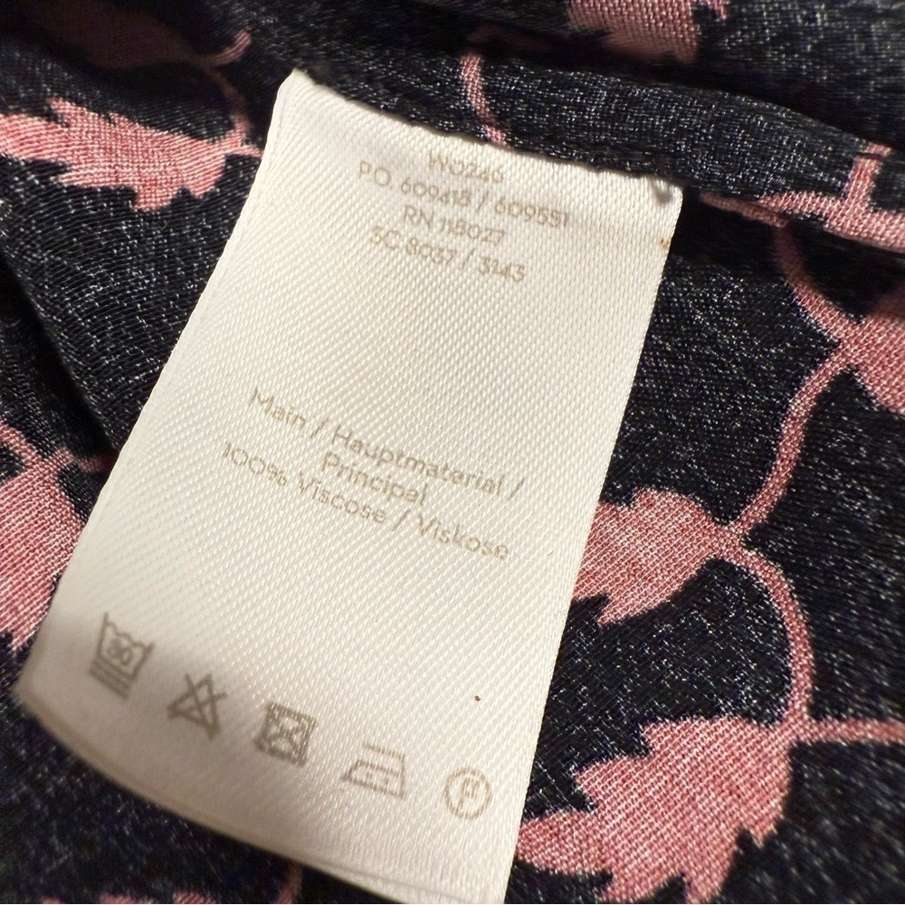 Boden Navy Pink Leaf Print‎ Tie Neck Blouse Long Sleeve RILEY US 8 - Picture 8 of 10